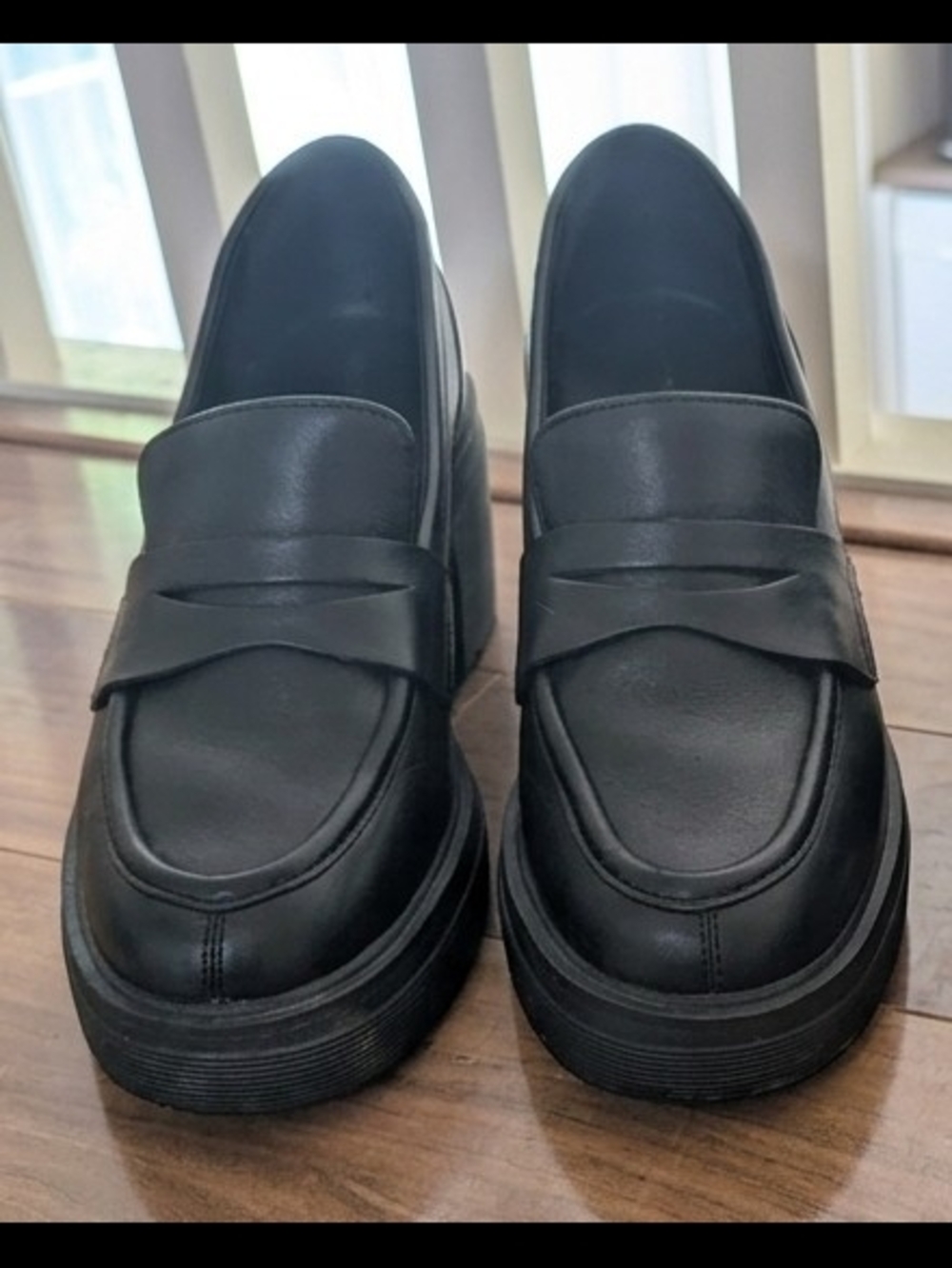​Geox Spherica EC15 Black Leather Lug Sole Penny Loafers Size 38.5 / 8.5